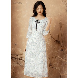 Đầm hoa phối đăng ten GUMAC MS12993_TRANG