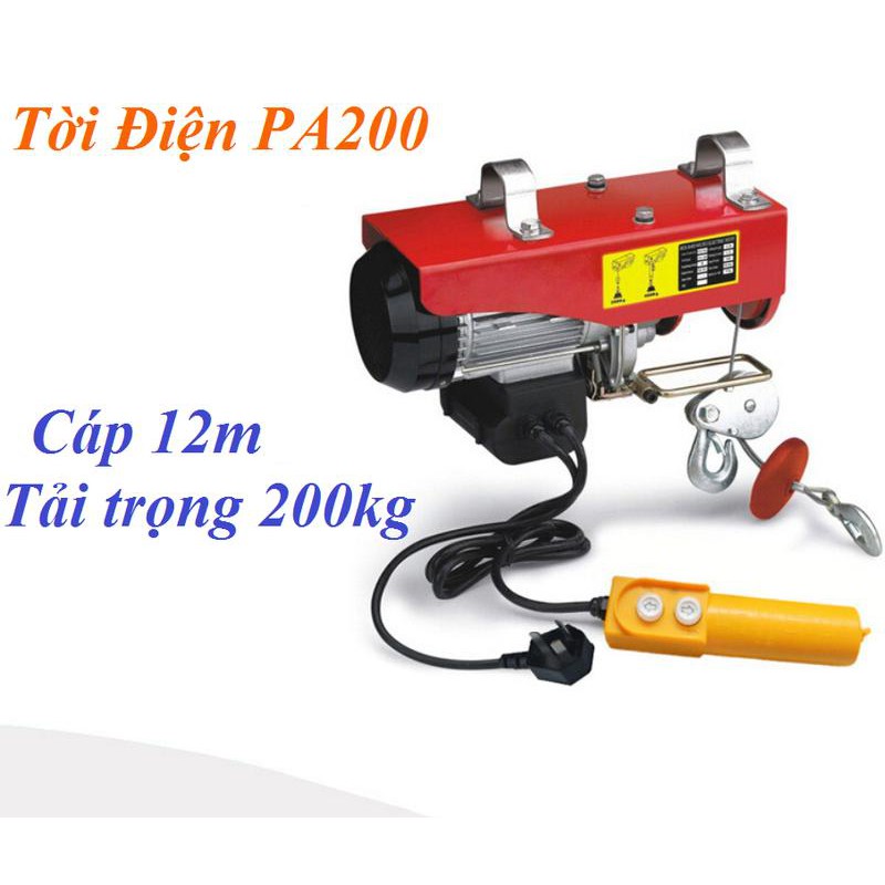 Máy Tời Điện 200kg cáp 12m-Tời điện PA 200 được sản xuất theo công nghệ Châu Âu