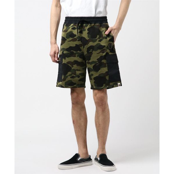 Bape Quần Short Thể Thao Vải Cotton Thoáng Khí Phối Nhiều Túi Họa Tiết Rằn Ri Cá Tính Cho Nam