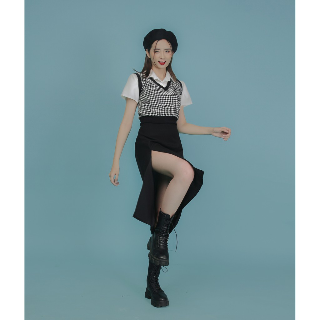 DALLA Chân váy xẻ đùi dài đen DALLA SAIGON | BigBuy360 - bigbuy360.vn