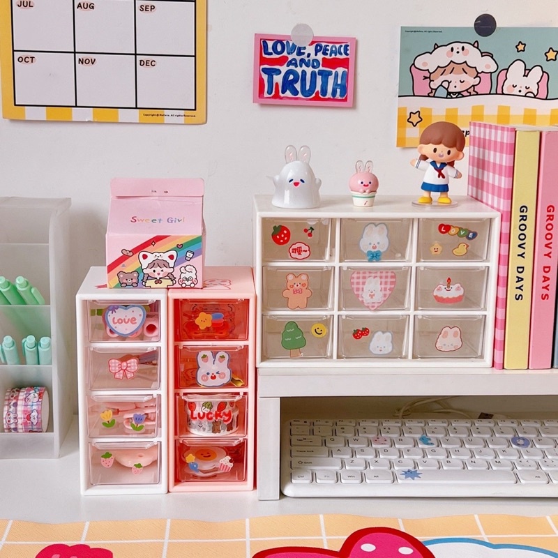 Hộp tủ 9 ngăn kéo,kệ 9 ô đựng Washi Tape để bàn đựng trang sức vòng tay mĩ phẩm văn phòng phẩm tủ mini 9 ngăn kéo