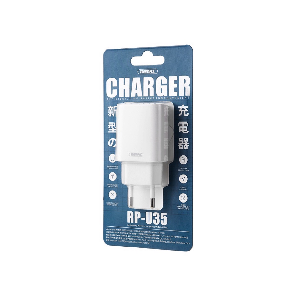 Củ Sạc Đa Năng Remax RP-U35 Tích Hợp 2 Cổng USB Công Suất 5V/2.1A - Hàng Chính Hãng - Bảo Hành 3 Tháng