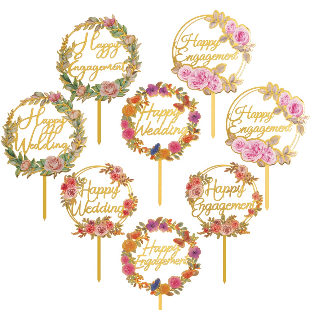 [Thiết kế mới 2022] Acrylic Wedding Cake Topper MR & MRS Happy Wedding Happy Anniversary Cake Trang 