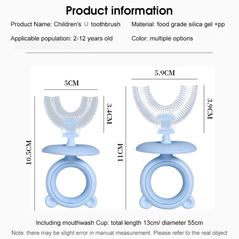Bàn Chải Đánh Răng Silicone Xoay 360 Độ Hình Chữ U Chống Bụi Cho Bé