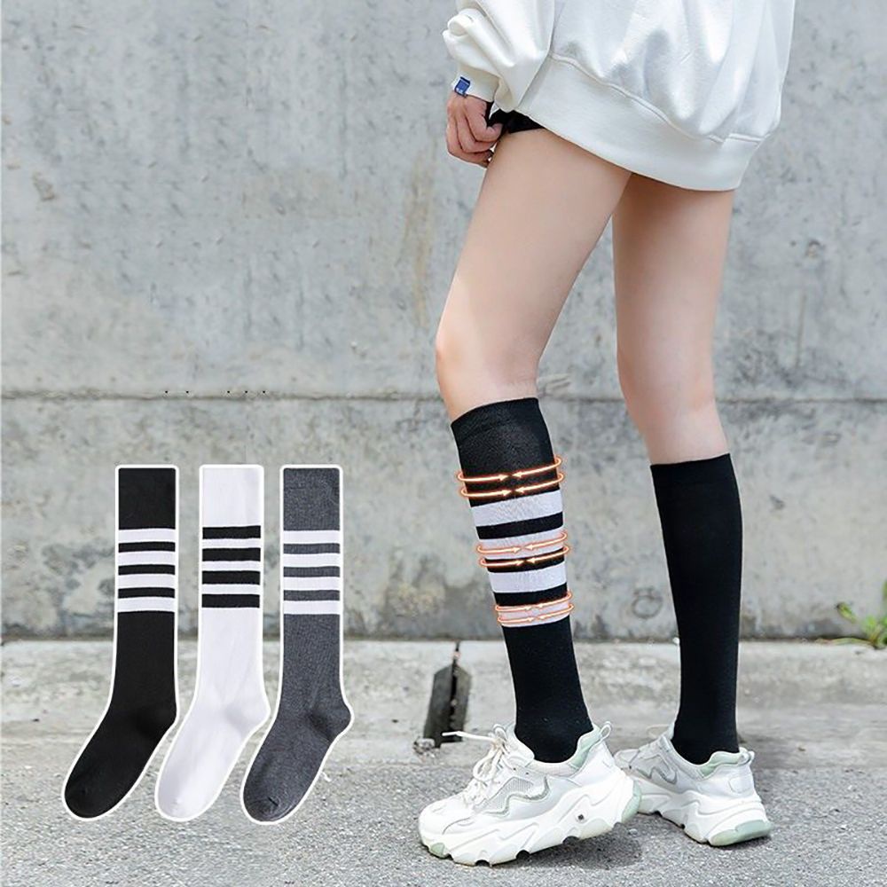Vớ thể thao cổ cao kẻ sọc nhiều màu co giãn quyến rũ dành cho nữ