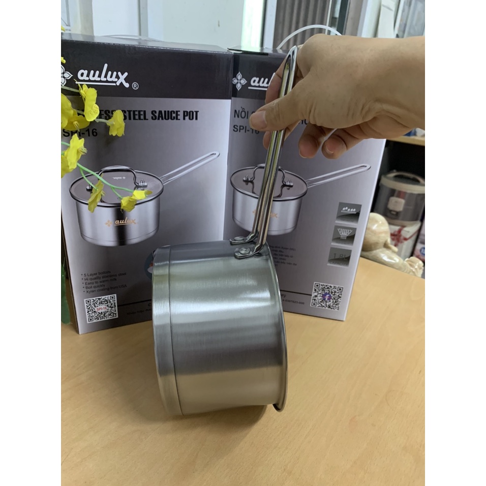 NỒI BỘT INOX DÒNG CAO CẤP -16CM CHỐNG DÍNH VÂN ĐÁ 5 ĐÁY , ĐÁY TỪ AULUX CHÍNH HÃNG-BH 12 THÁNG