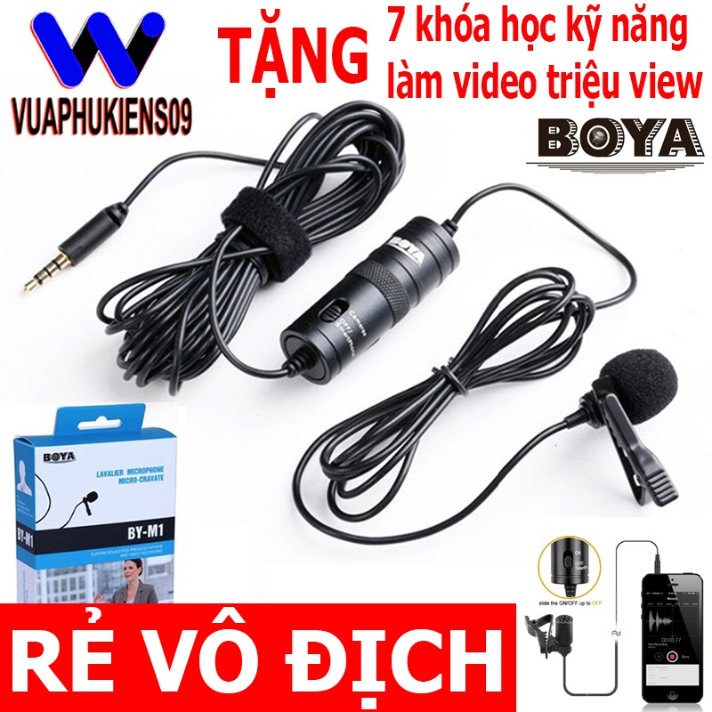 Micro BOYA BY-M1 Thu Âm Cài Áo Cho Điện Thoại, Máy Tính, Máy Quay