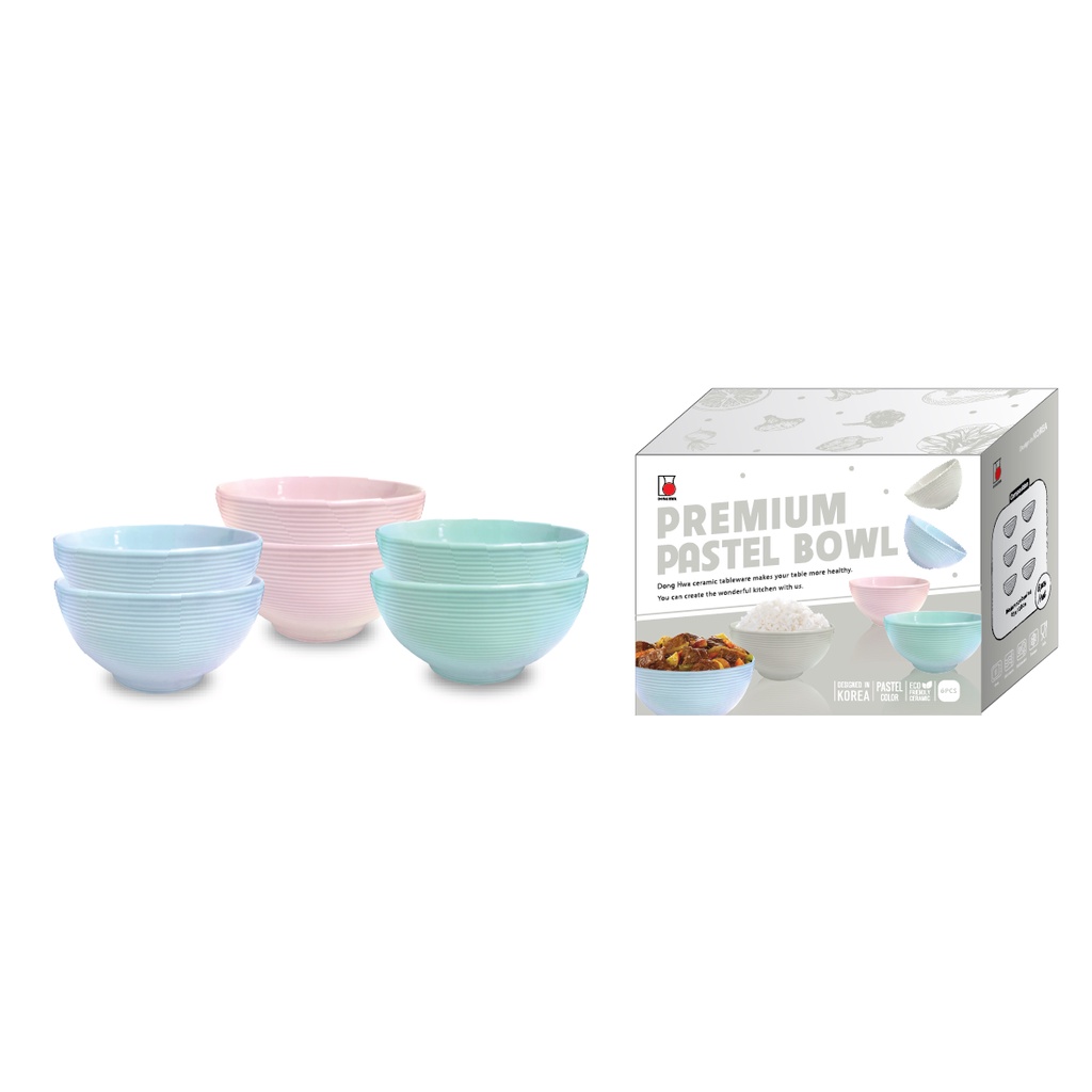 Chén bát sứ màu pastel vân xoắn thương hiệu DONGHWA