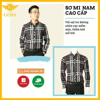 Áo Sơ Mi Nam⭐️FREESHIP⭐️Dài Tay Cao Cấp - Vải Sợi Tre Không Nhăn Thấm Hút Mồ Hôi Kẻ Sọc Màu Chì GOSS