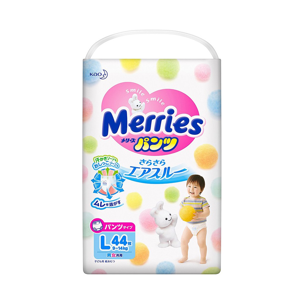 [Mã LTP50 giảm 50000 đơn 150000] Bỉm quần Merries size L 44 ( 44 miếng)