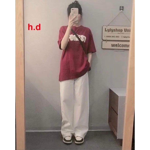 Set Quần Dài Trắng suông Áo Forget, AA[FREESHIP] Bộ đồ culottes trơn  kèm thun form rộng tay lỡ in hình vintage Ulzzang