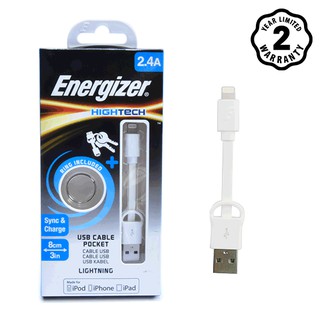 Cáp Energizer Lightning Pocket 8cm (Trắng)