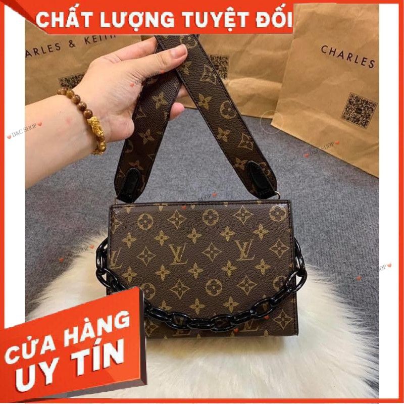 Túi đeo chéo phối xích nhựa hot trend QC loại 1 lót da