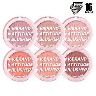 Phấn má hồng dạng nén 16brand Cheek Shot Pact Blusher 6g