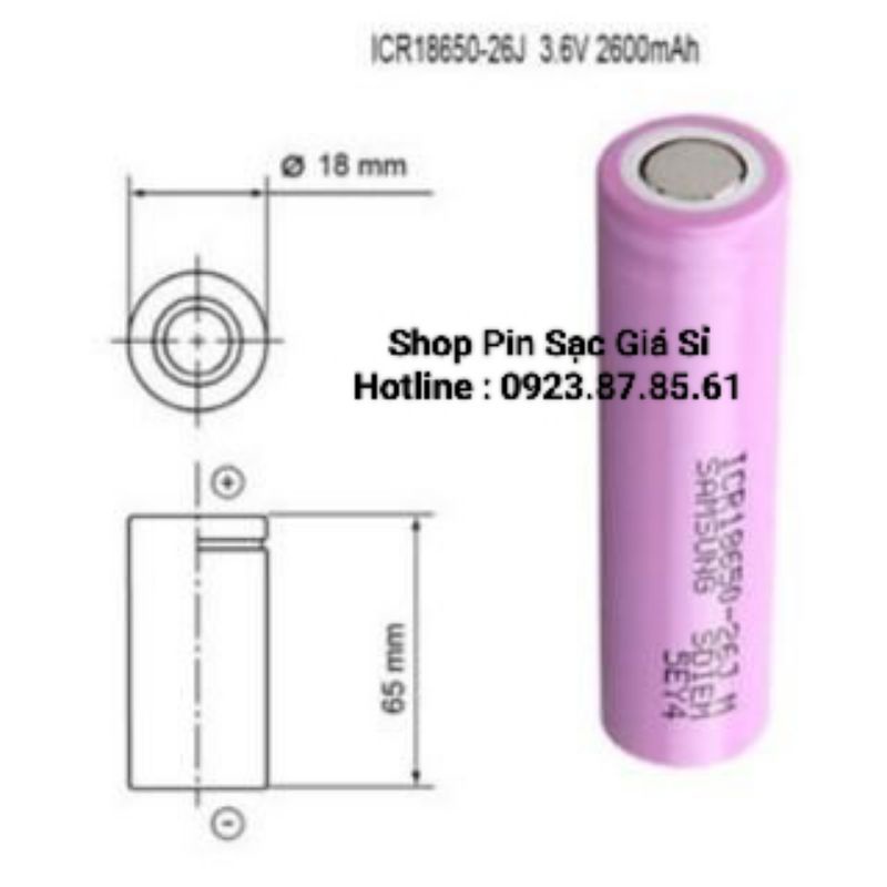 Pin 18650 Samsung 2600mah 26J Chính Hãng