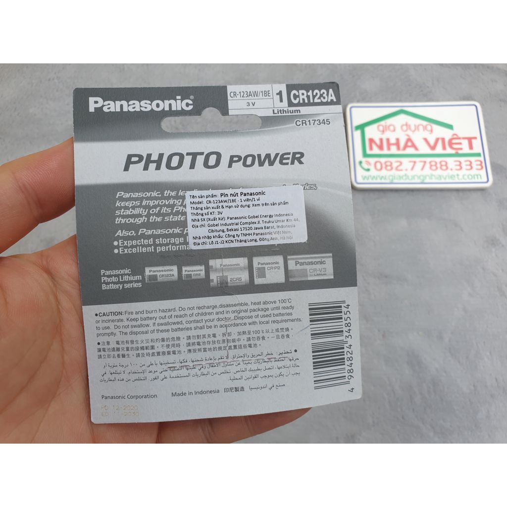 Pin máy ảnh Panasonic CR123A CR123 3V vỉ 1 viên