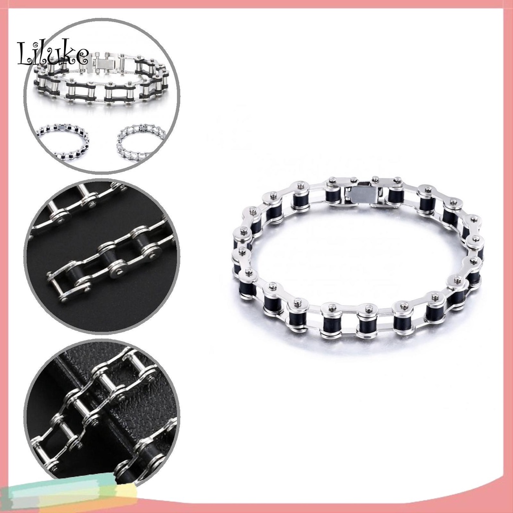 Vòng đeo tay bằng thép không gỉ màu trơn trang trí dây xích xe máy độc đáo