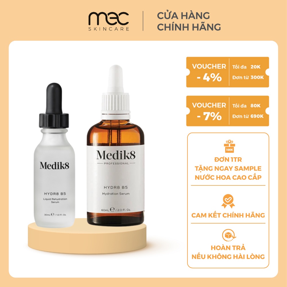 Serum phục hồi cấp ẩm Medik8 Serum Hydr8 B5 Liquid Rehydration Serum 30ml/60ml làm dịu da mặt - Mecskincare