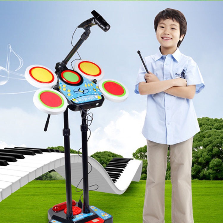 Bộ đồ chơi đánh trống đứng điện tử cho bé Jr Drum 5 trống có micro cao 130cm