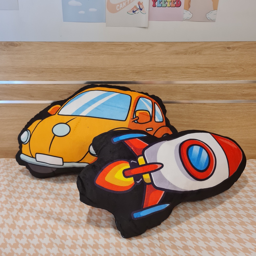 Gối nhồi bông thú gà chó cừu dễ thương và các phương tiện giao thông oto trực thăng chất liệu nhung mềm