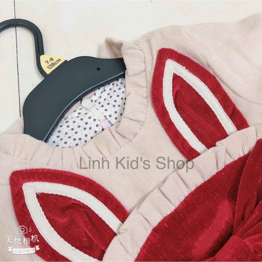 Váy nhung dài tay 2 lớp kèm gấu bông hàng Quảng Châu cho bé gái 8-18kg