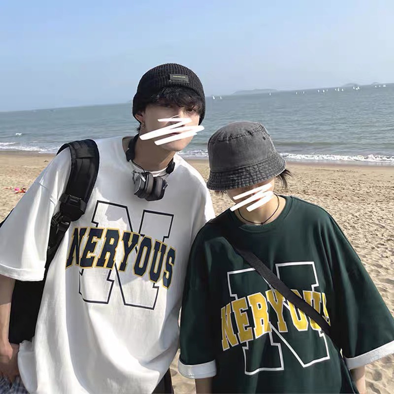 Áo phông unisex NERYOUR N, áo thun tay lỡ form rộng phong cách lizing
