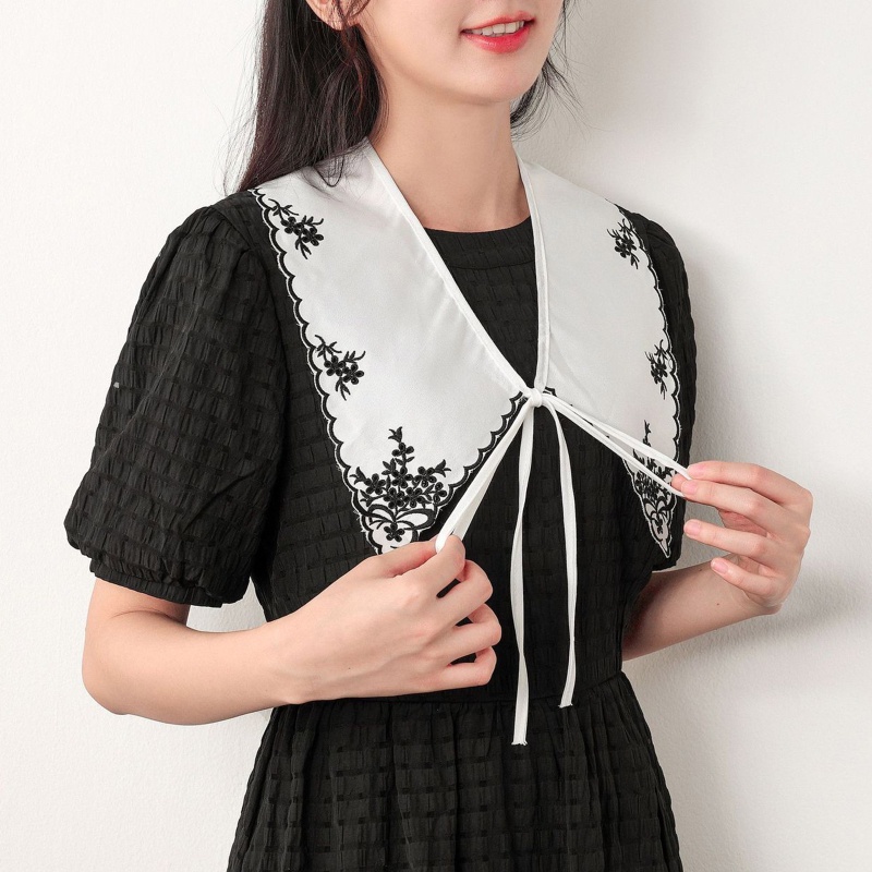 Han Khăn Choàng Cổ Giả Khăn Choàng Chống Nắng Thêu Hoa Nhỏ Đa Năng Có Thể Tháo Rời Cho Nữ