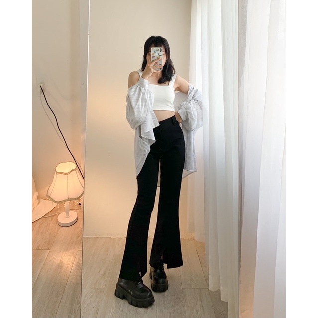 Quần jean đen form slimfit co giản 523