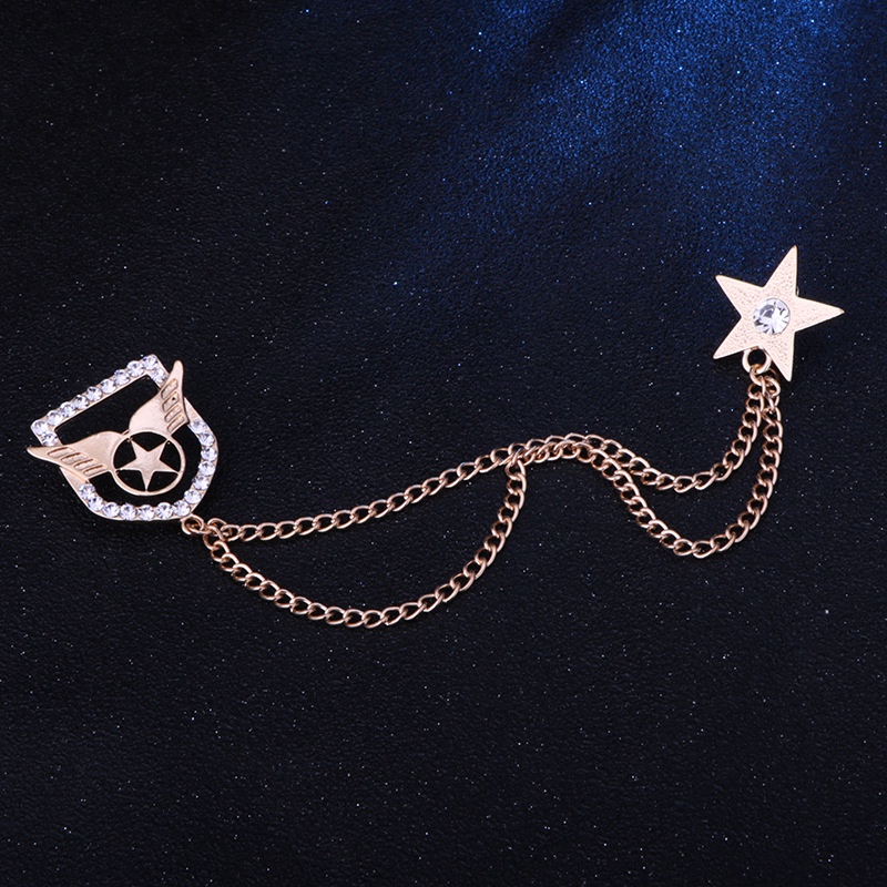 EFAN Ghim Cài Áo Hình Ngôi Sao Năm Cánh Đính Đá Thời Trang Cho Nam