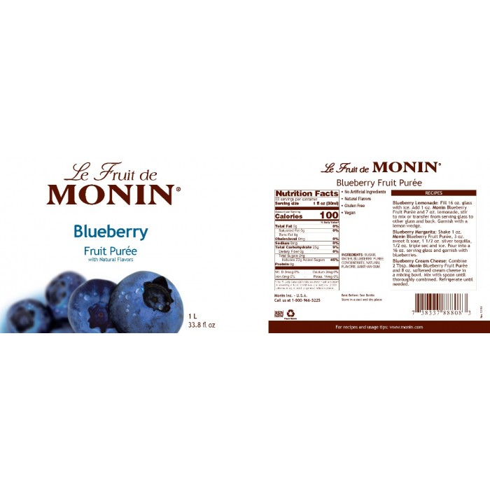 Monin Blueberry Puree 1L- Mứt sệt monin vị Việt Quất chai 1L