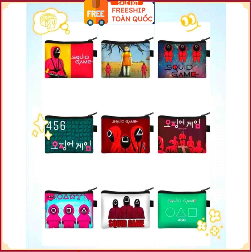 PVN35603 Ví ngắn đựng tiền xu họa tiết hoạt hình 3D Squid Game T2 .