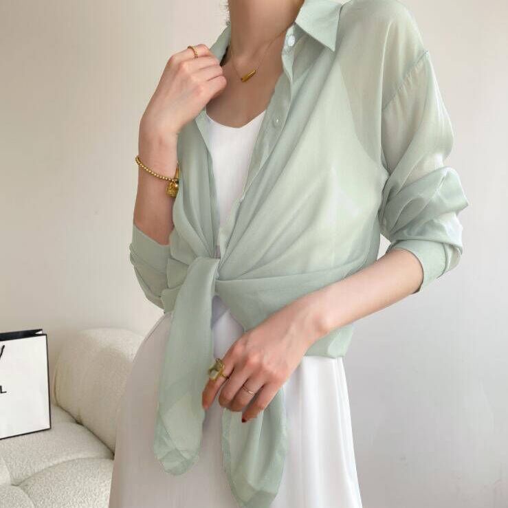 Jiashucheng Áo Khoác Cardigan Mỏng Chống Nắng Dáng Dài Phong Cách Phương Tây Thời Trang Mùa Hè Cho Nữ
