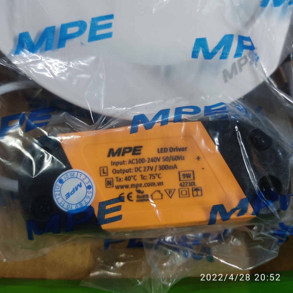 Đèn led âm trần 9w MPE - Đèn led panel tròn âm trần MPE 9w