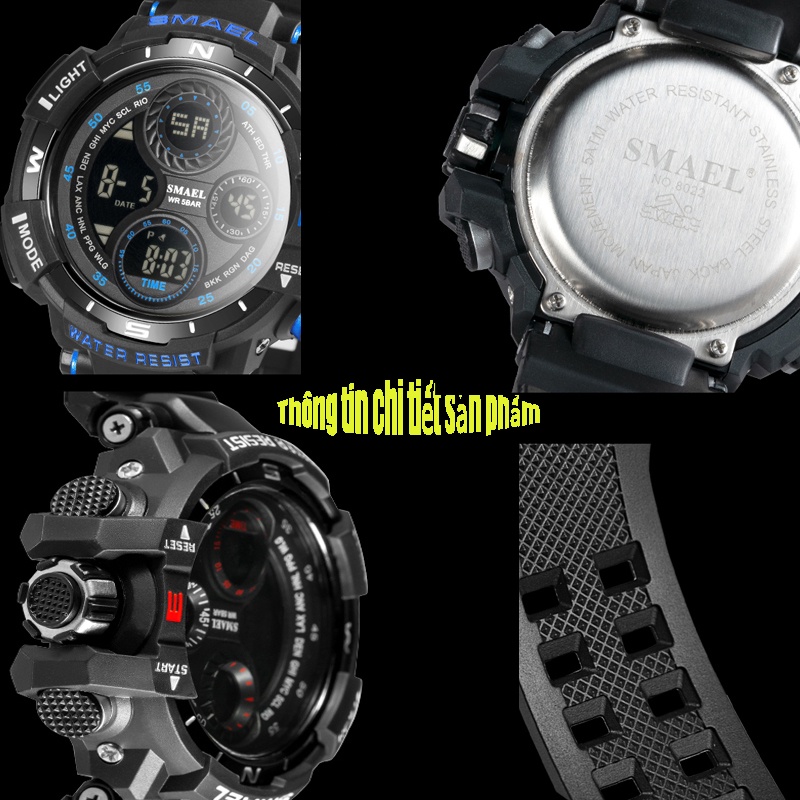 Đồng Hồ Nam SMAEL  Hai Màn Hình Hiển Thị Kỹ Thuật Số Thể Thao Chống Thấm Nước | BigBuy360 - bigbuy360.vn