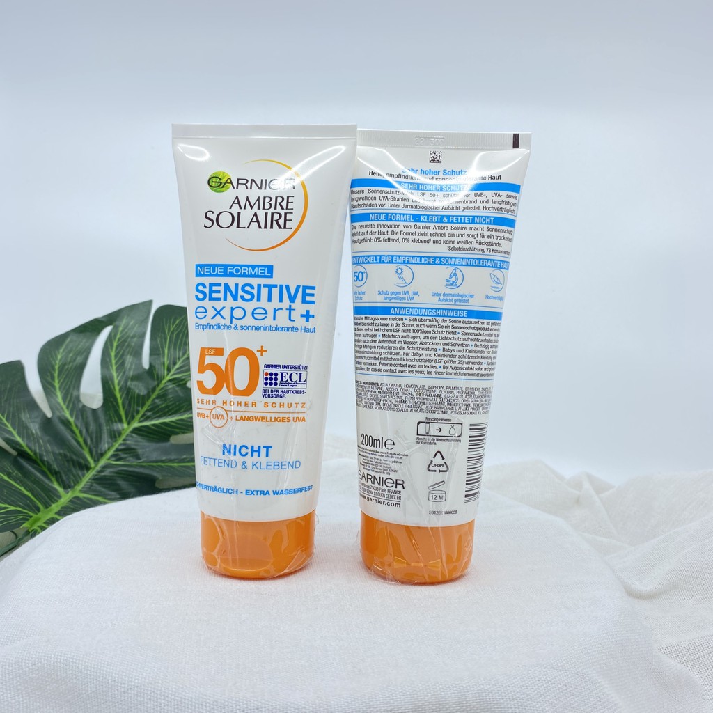 KEM CHỐNG NẮNG GARNIER AMBRE SOLAIRE Sensitive Expert SPF 50+ 200ML- HÀNG ĐỨC CHUẨN