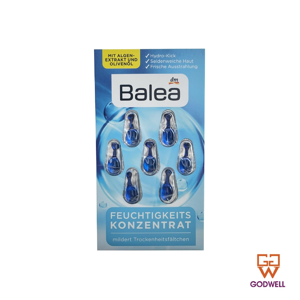 Viên nang tinh chất Balea dưỡng ẩm, xóa nếp nhăn và làm mịn da Feuchtigkeits Konzentrat 7-days