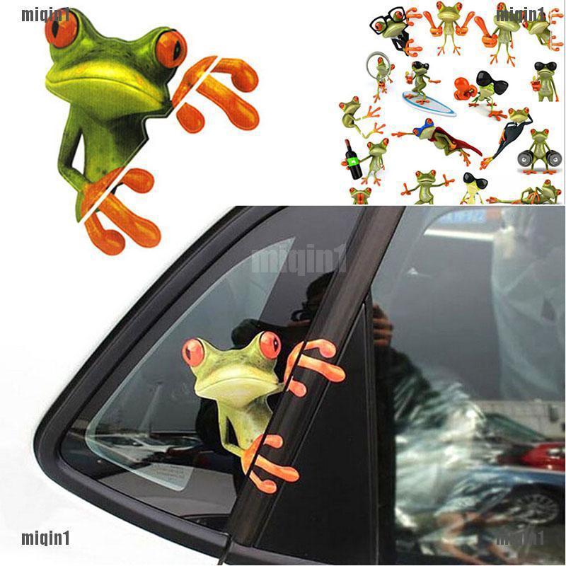 Đề can dán trang trí xe ô tô hình ếch hoạt hình 3D dễ thương