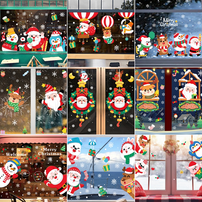 Sticker Dán Cửa Kính Trang Trí Giáng Sinh Năm Mới 2022