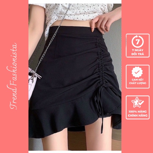 Chân váy nữ bèo rút from rộng chất kate mềm mịn hành chuẩn shop