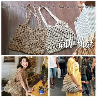 [ẢNH THẬT + CLIP] Túi tote đan thưa túi cói đi biển túi đeo vai túi xách nữ phong cách hàn quốc