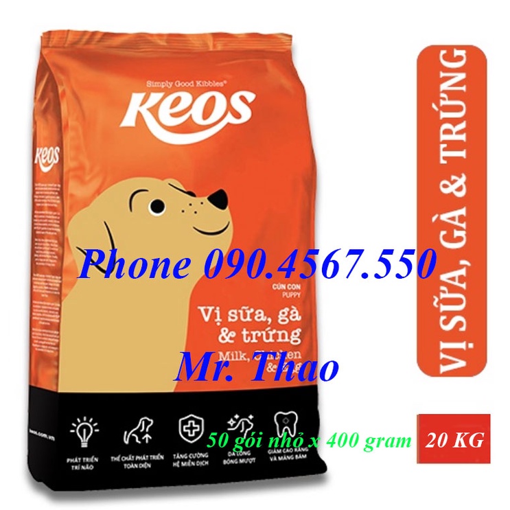 [20KG] Thức ăn Keos vị Trứng, Gà và Sữa dành cho cún con - KEOS DOG PUPPY MILK, CHICKEN AND EGG