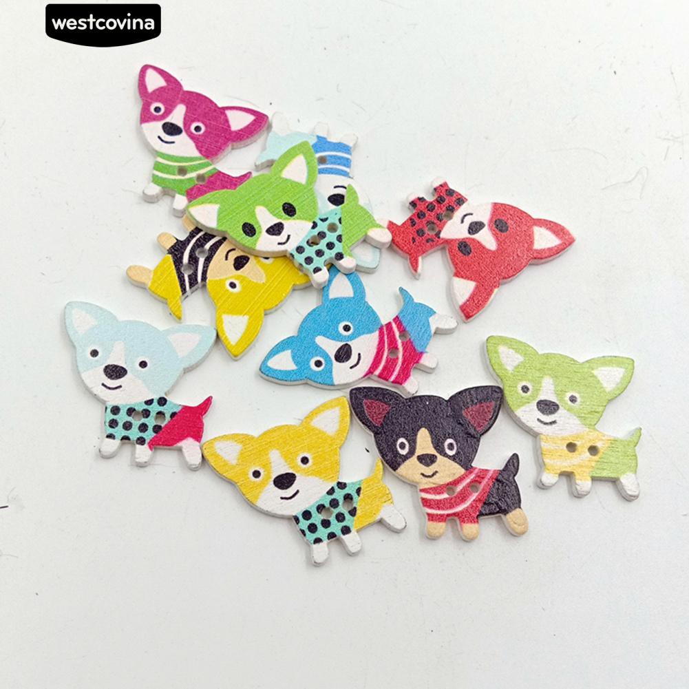 50 Cúc gỗ hình chú cún xinh xắn dùng để trang trí đồ dùng thủ công