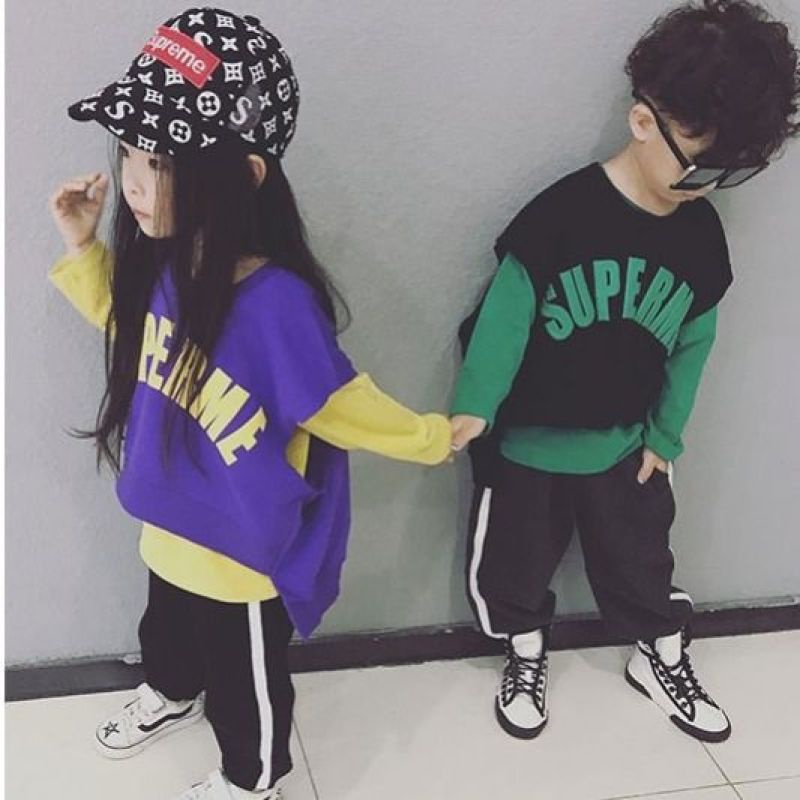 Set 2 áo sweater dáng rộng phong cách mùa thu sành điệu cho bé