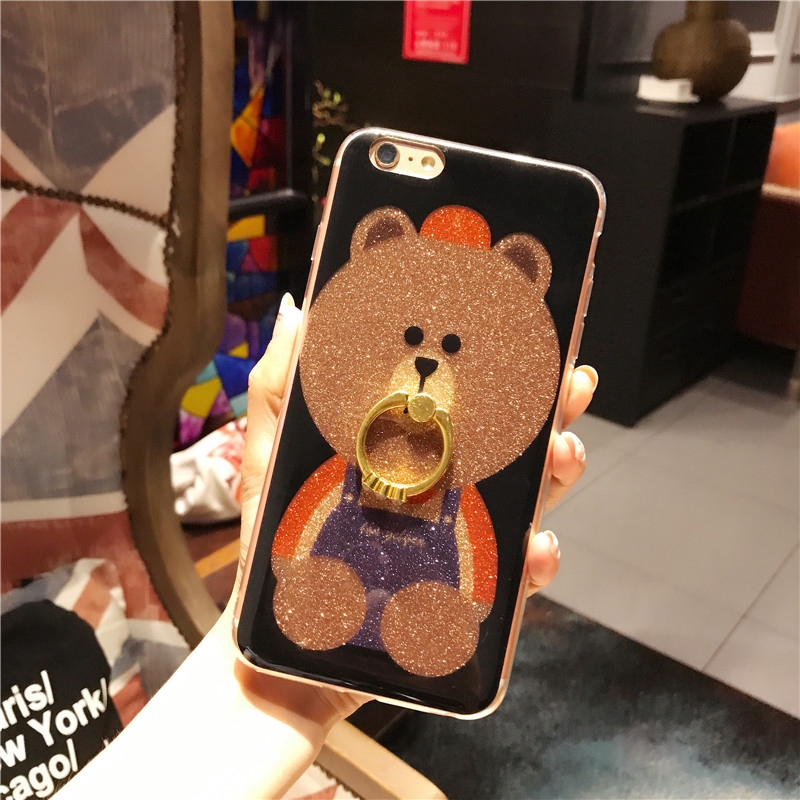 Huawei Nova 2,2i,2S,2 Plus,Nova 3,3i,3e,Honor Play,Bling Bear Phone Case+Ring