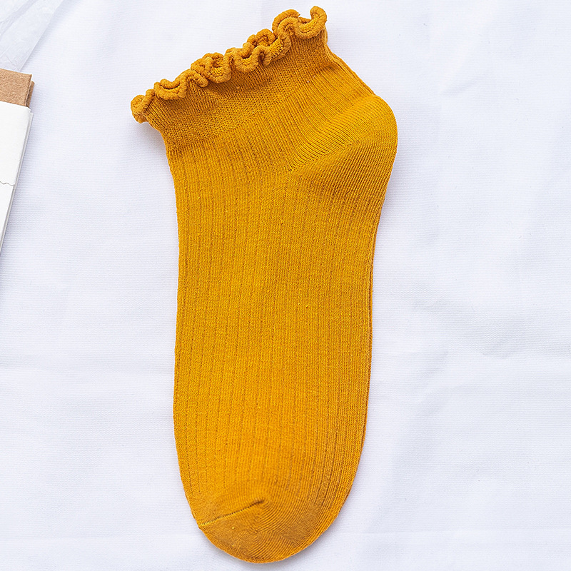 Vớ cotton đến mắt cá màu trơn phối bèo đáng yêu phong cách thời trang xuân hè cho nữ | BigBuy360 - bigbuy360.vn