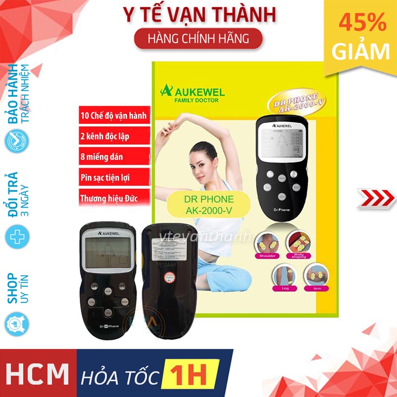 ✅ Máy Massage Dán Xung Điện- Aukewel Dr Phone AK-2000-V (8 Miếng Dán), (ĐỨC) (BH 24 Tháng) - Mát xa, Massa -VT0385