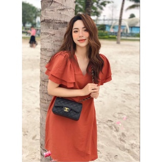 Váy cam gạch suông tay 2 lớp