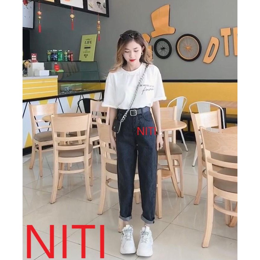 QUẦN BAGGY JEAN NỮ CAO CẤP NITI MÀU XÁM ĐEN LƯNG SIÊU CAO LAI CUỐN CỰC PHONG CÁCH CỰC CUTE CỰC XỈ