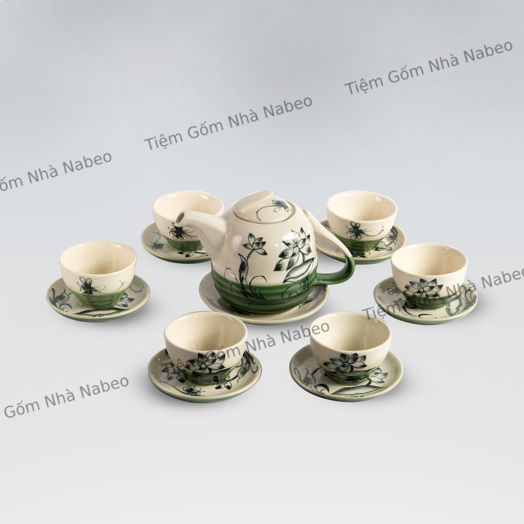 Bộ Tách Pha Trà Bát Tràng, Ấm chén decor nhiều họa tiết, Pha Chè, Trà Hoa Cúc... Dung Tích 400ml