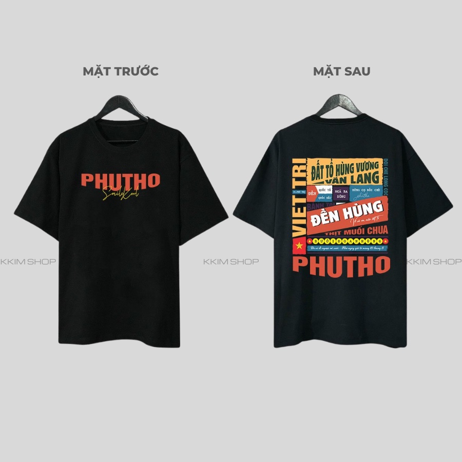 Áo thun tay lỡ PHÚ THỌ, Áo phông 63 tỉnh thành Form rộng oversize, chất liệu Cotton KKIMSHOP